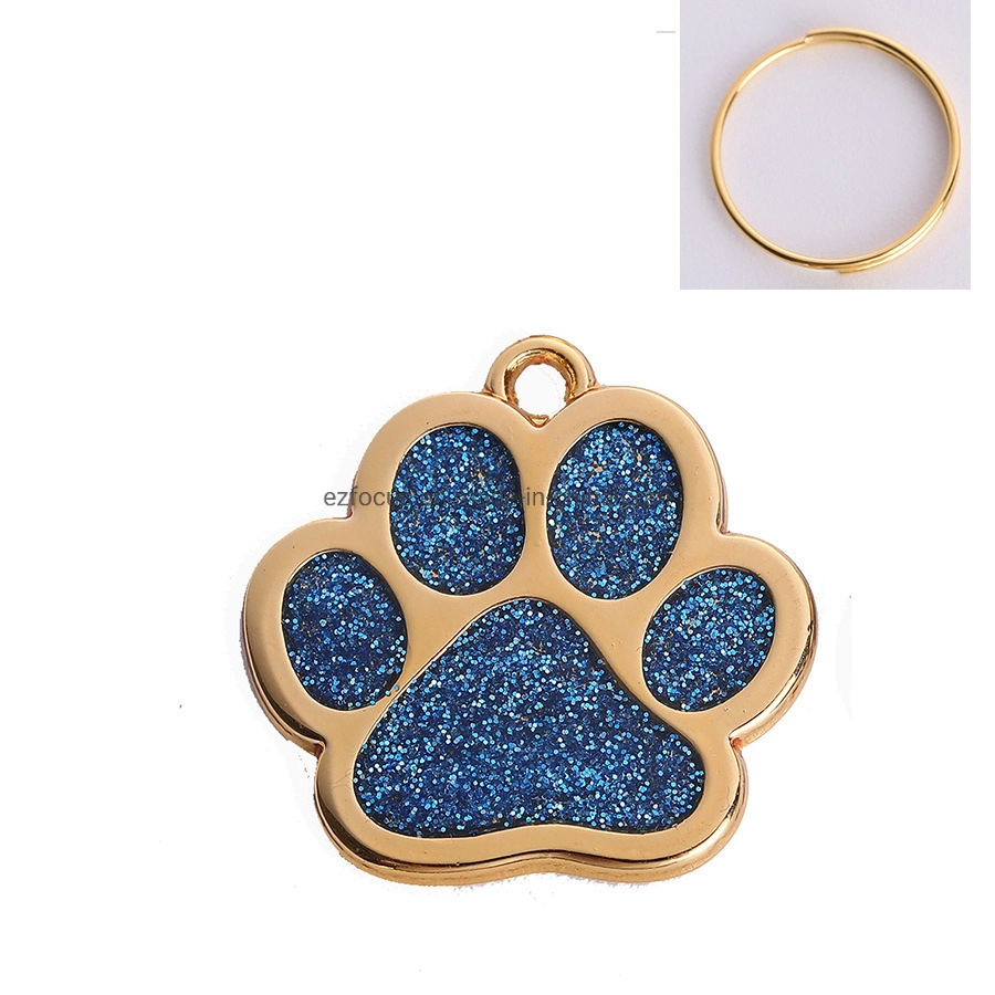 Sparkling Charm Pet Paw Shape Pendant Cat Tag Dog Bling ID Tag Pet Accessories Wbb16520