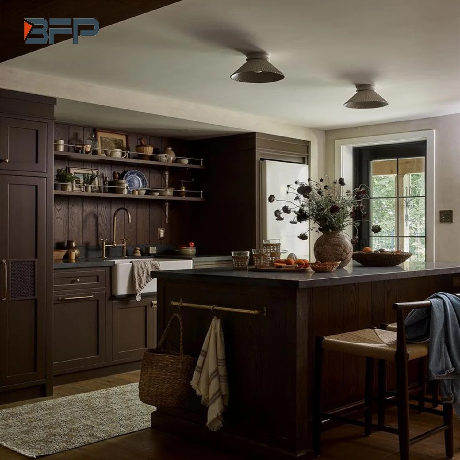 Dark Wood Kitchen Cabinet with Excellent Design