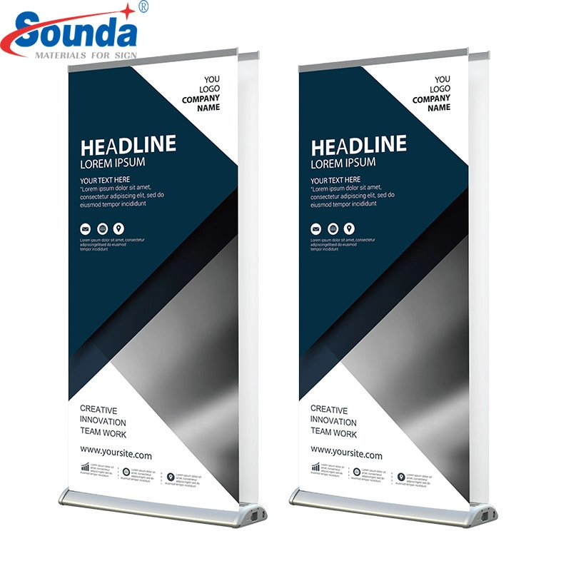 Luxuriöse Aluminium-Sliver-T-Drop Roll-up-Banner einziehbare Display-Ständer