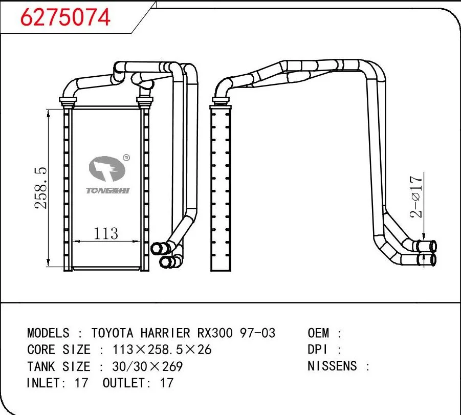 Calentador para Toyota Harrier RX300