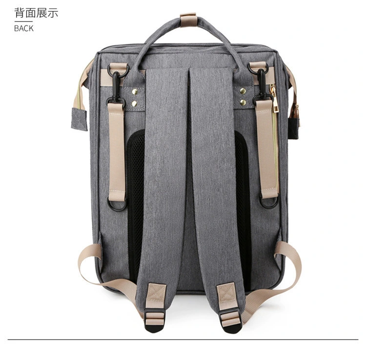 3 in 1 Waterproof Mummy Diaper Backpack with Foldable Baby Bed Outdoor Travel Baby Diaper Bag Backpack Vegan Diaper Bag