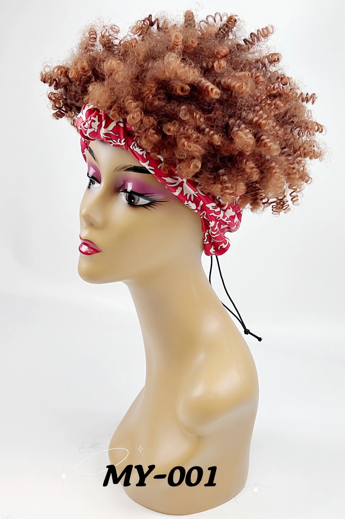 Perruques en cheveux synthétiques courts avec bandeaux, style africain bouclé ombré de mode.