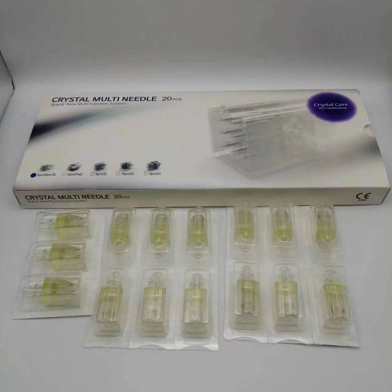 Jeringa desechable aguja de Meso 5pins Cristal Multi aguja Mesoterapia Inyección Sistema