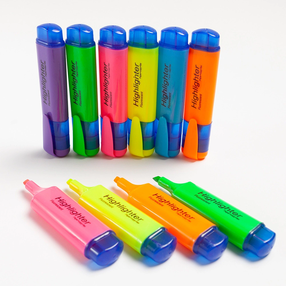 Ponta do cinzel Highlighters fluorescente, Dry-Quickly Non-Toxic marcadores de marca-texto, Depósito Highlighters, sortido, 3 cores/Pack, material escolar