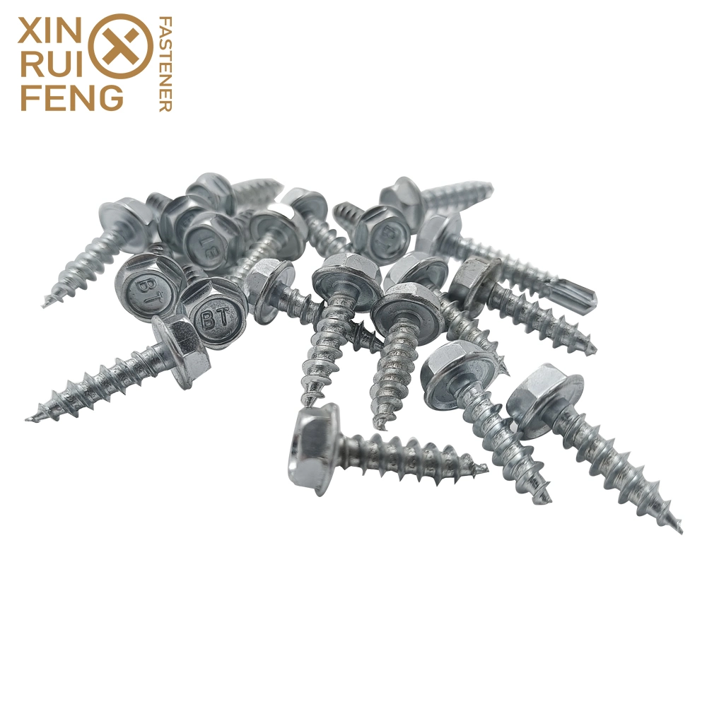 Slotted Drive Hex Head White Zinc Plated Self Tapping Screw Carbon Steel Hardware Fittings