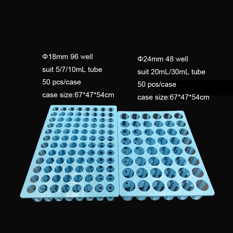 Laboratory Medical PP Plastic 10ml 18mm 8*12 96 Wells Virus Sample Transport Medium Vtm Vtm-N Test Tube Holder Rack Display