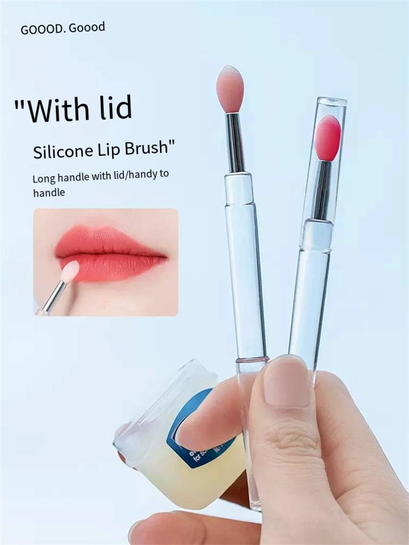 Silicone Lip Brush with Lid Portable Lip Film Brush Lip Balm Makeup Small Brush