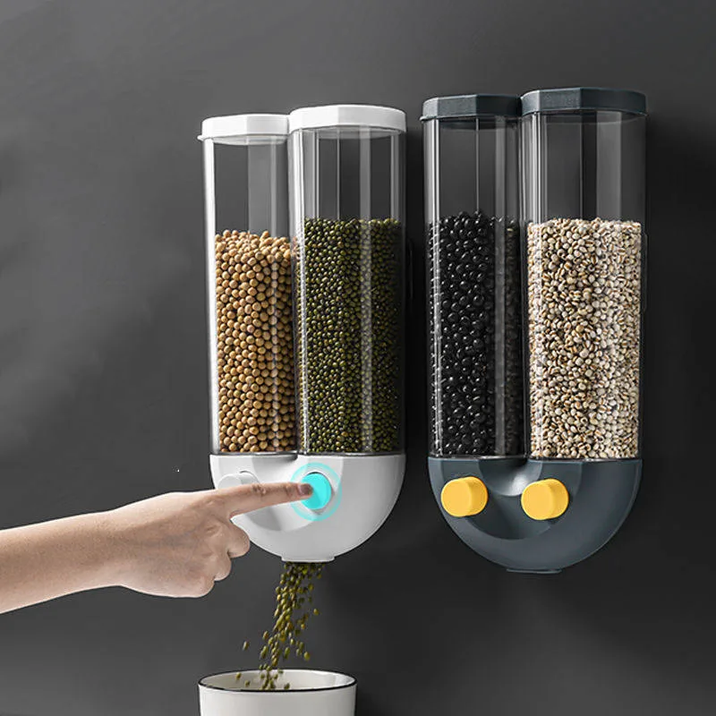 Press Type Cereal Dispenser Bulk Dry Food Container