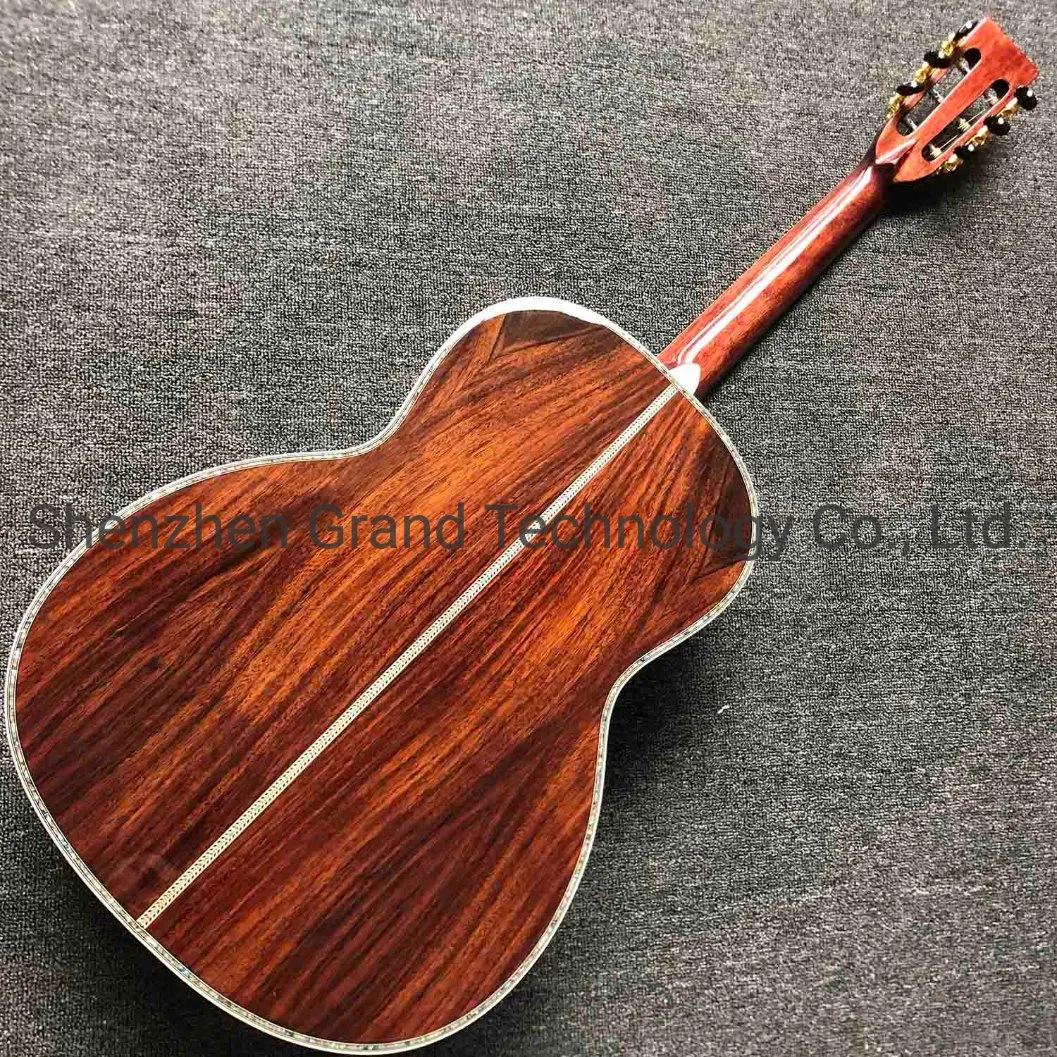 Custom Real Abalone Solid Cedar Top Ebenholz Griffbrett Palisander Zurück Side Elektrische Akustische Gitarre