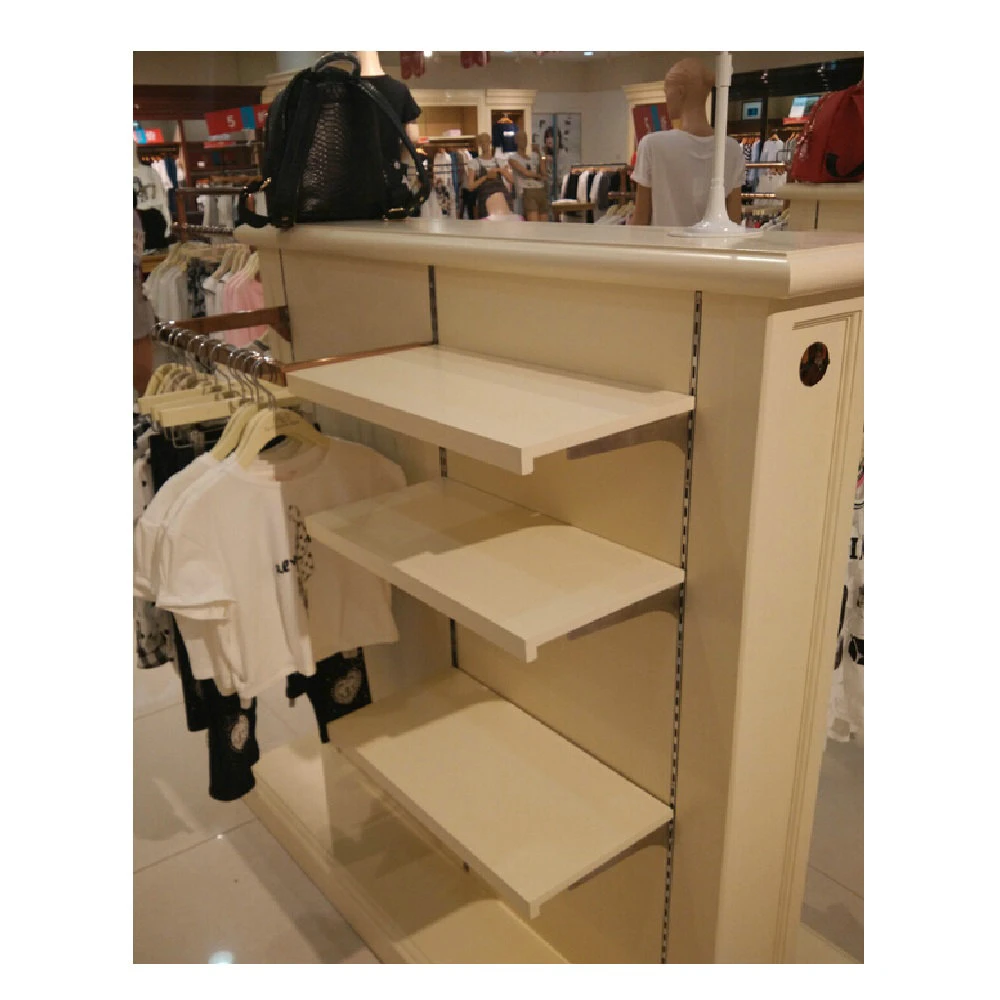 Popular Shopping Malls Clothes Display Stand Wall Wooden Shelf Rack Store Fixture