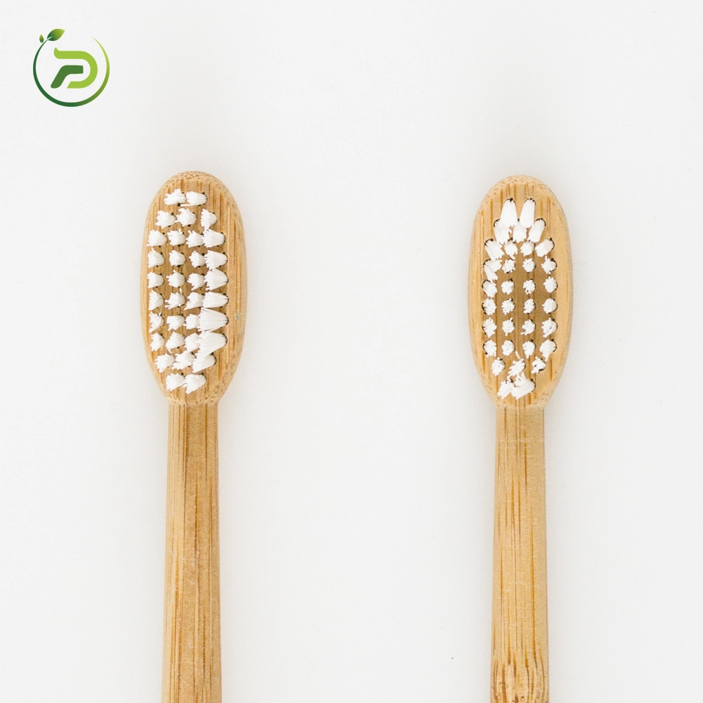 Round Handle Bamboo Toothbrush with Engraved Logo