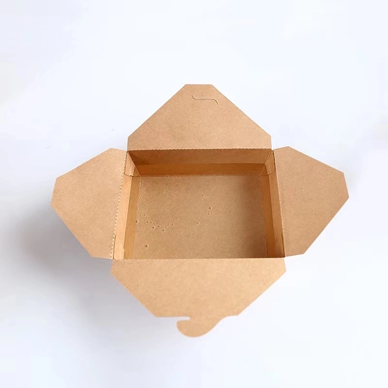 Factory Hot Sale Disposable Take Away Kraft Paper Lunch Box Paper Food Container 300PCS Per Carton