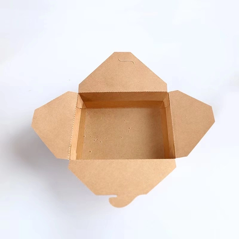 Factory Hot Sale Disposable Take Away Kraft Paper обеденный ящик Контейнер для бумажных продуктов 300 ШТ. в упаковке