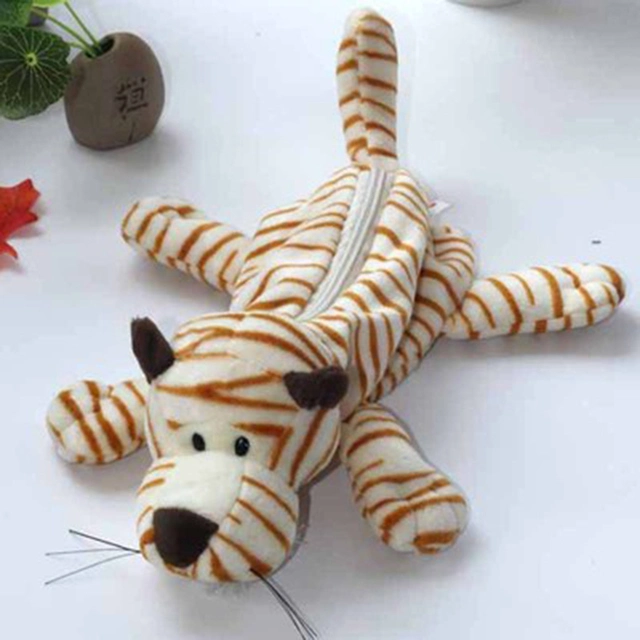 Custom Stationery Preschool Tiger Stuffed Soft Plush Pencil Bag