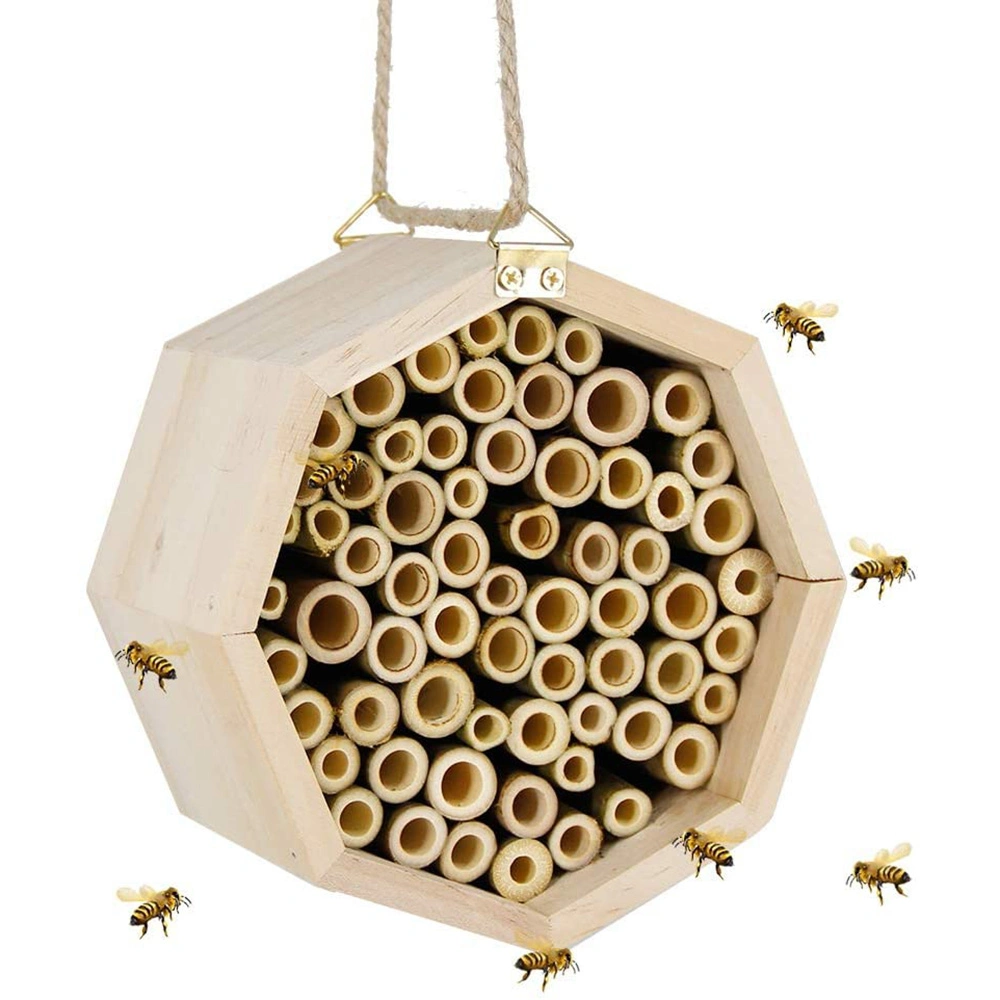 Natural Wooden Garden Beneficial Bug Bee Cage Insect Hotel Mason Bee House