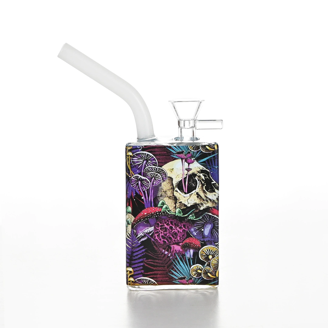 Wholesale/Supplier All Saints' Day High Borosilicate Strawberry Flower Ghost Skull Printed Juice Box Glass Backwater Oil Burner Glass Pipe Smoking Pipe Water Pipes