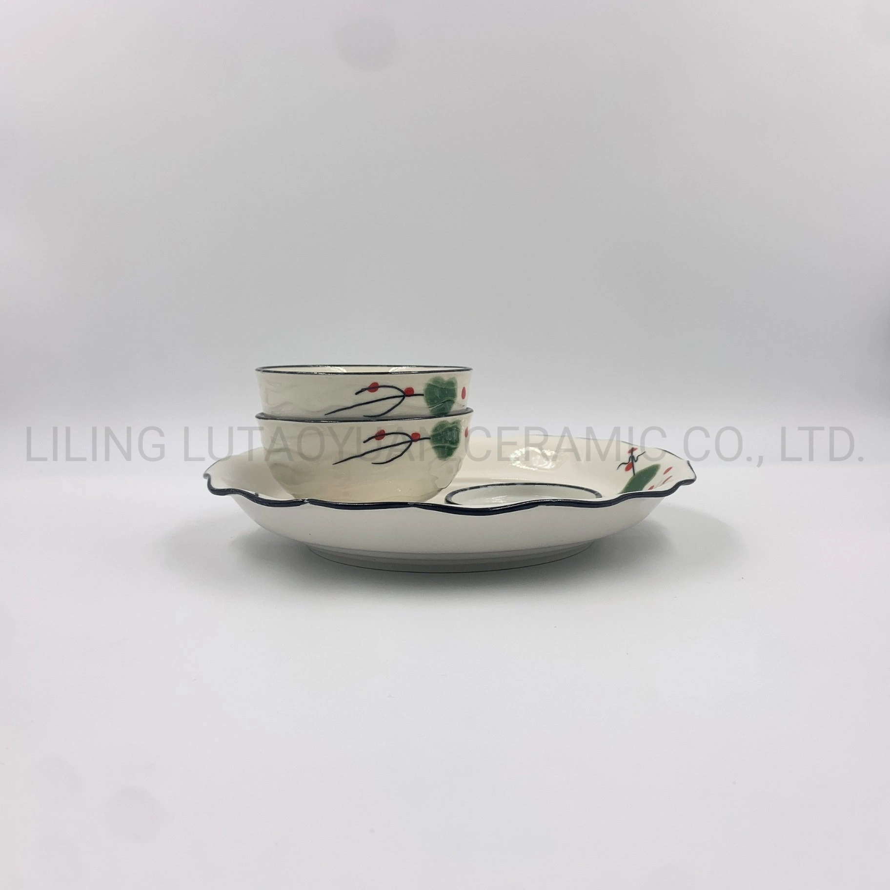 Porcelain Dinnerware China Wholesale/Supplier 4PCS/Set Lotus Leaf Classical Ceramic Dinner Set Kitchen Utensils Decoration with Customized Color Pattern Logo and Designs