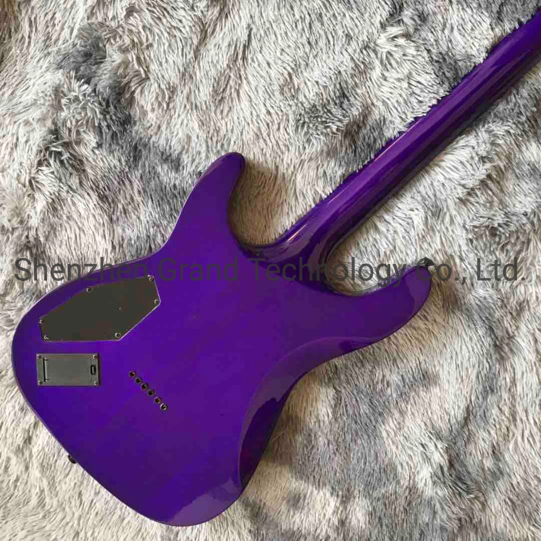 Custom Quilted Maple Top Neck Through Body in Purple Set Thru Neck Electric Guitar with Emg Pickups