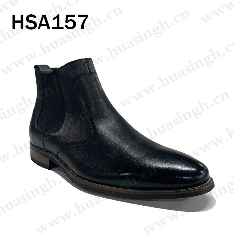 Lxg, Black Officer Dress Shoes with Elastic Belt Simple Middle-Cut Pull-on Full Leather Business Wedding Shoes Hsa157