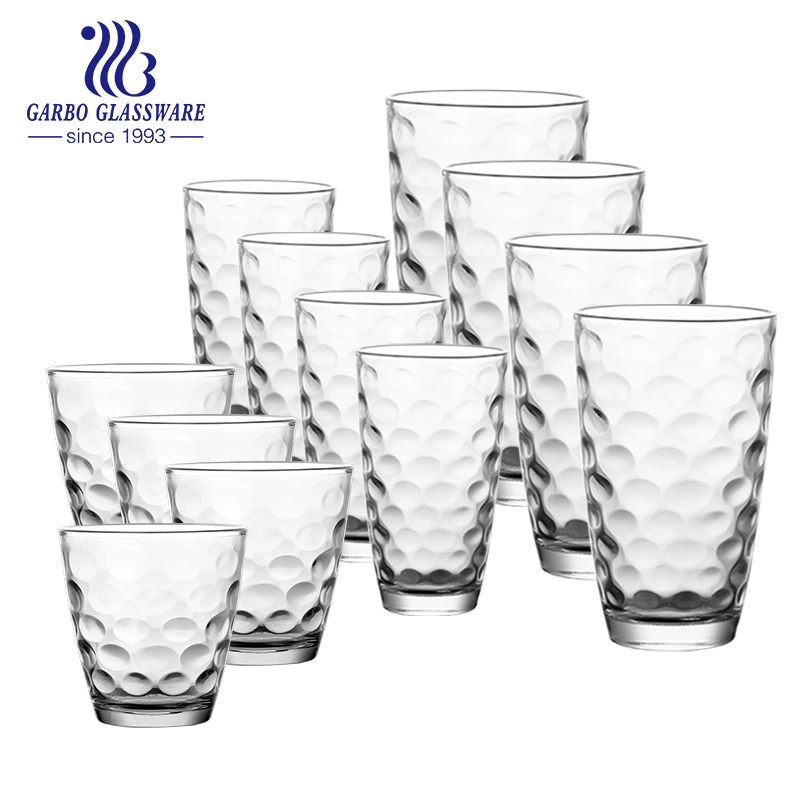 China Manufacture Machine Blowing Glass Tumbler 250ml+400ml 12PCS Drinkware Set with Color Box for Promotion High quality/High cost performance Wine Whisky Juice Glass Cup