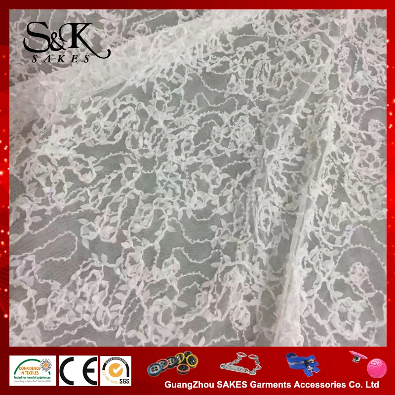 Milk Silk Wrinkle Dissolving Embroidery Fabric Lace for Lady Wedding Cloth
