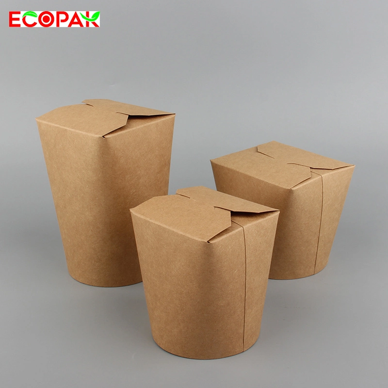 Eco Friendly Foldable Biodegradable Takeout Food Package Kraft Paper Noodle Box