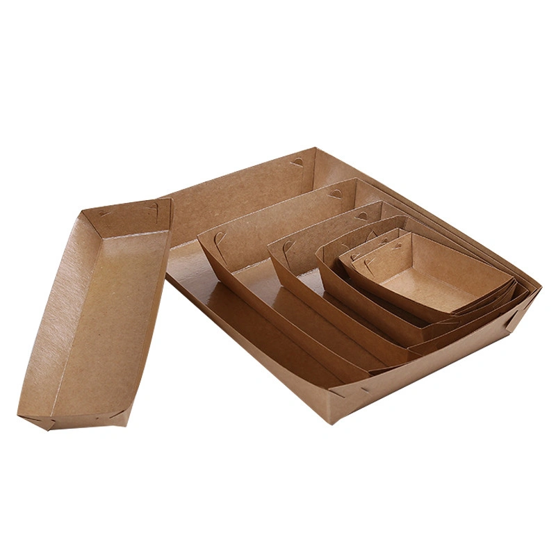 Kraft Paper Boat Shape Tray Take Away Food Packaging Box for Restaurant Ship Box