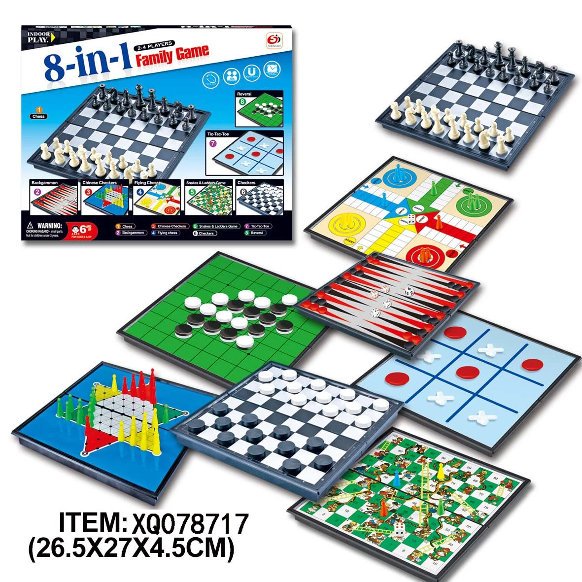 Kinder′ Freizeit Unterhaltung Eltern-Kind Spiele Spielzeug Puzzle Board 8 In 1 Brettspiele Schach