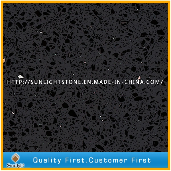 Black Color Flush Quartz Stone for Worktops and Slabs