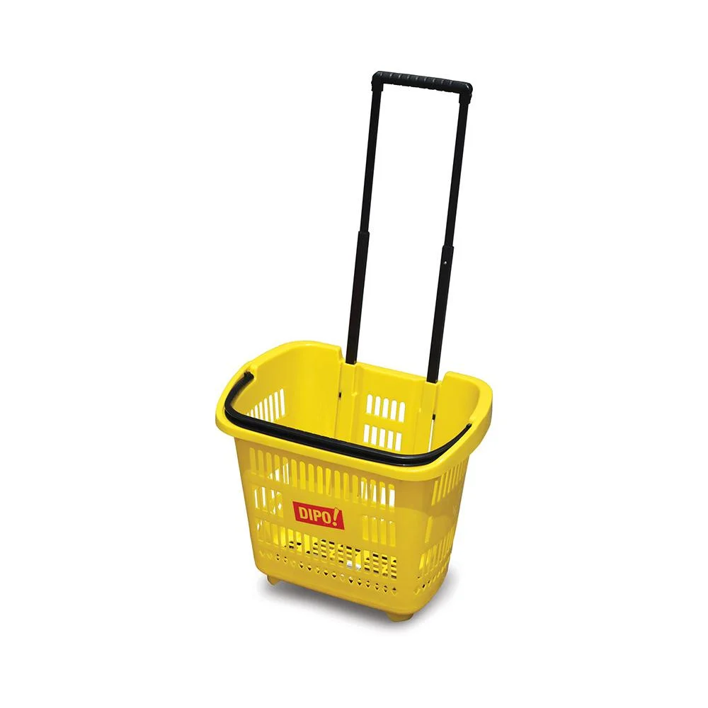 Customized Color and Logo Big Size Plastic Shopping Basket with 4 Sheels Design