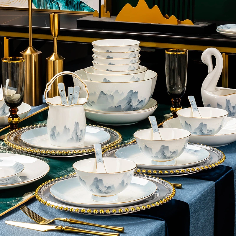 مجموعة من الأدوات الخزفية الصينية Bone China Porcelain من 18 إلى 60 قطعة