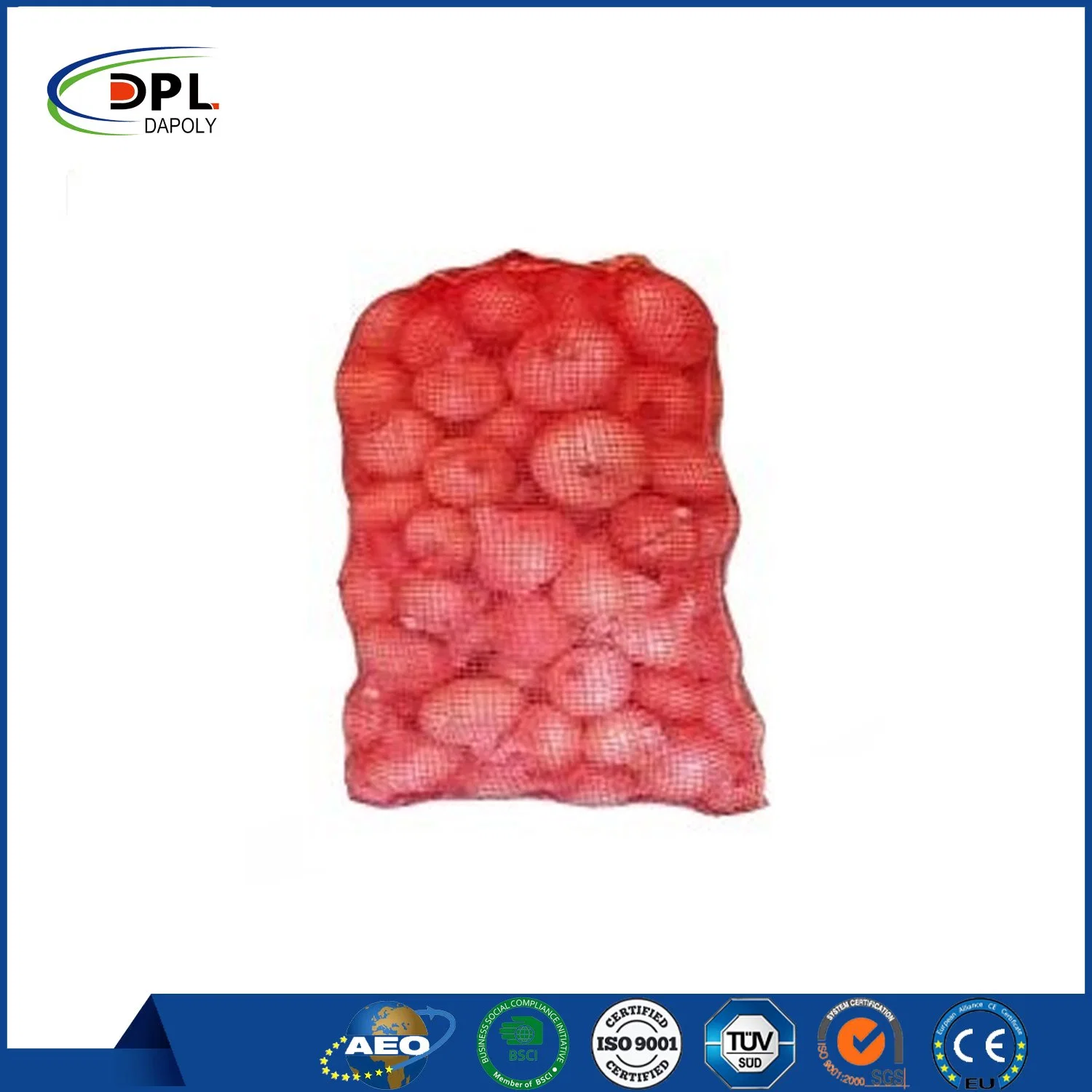 Vegetables Sack Packing Onion Potatoes Firewood PP Leno Mesh Bags with Drawstring