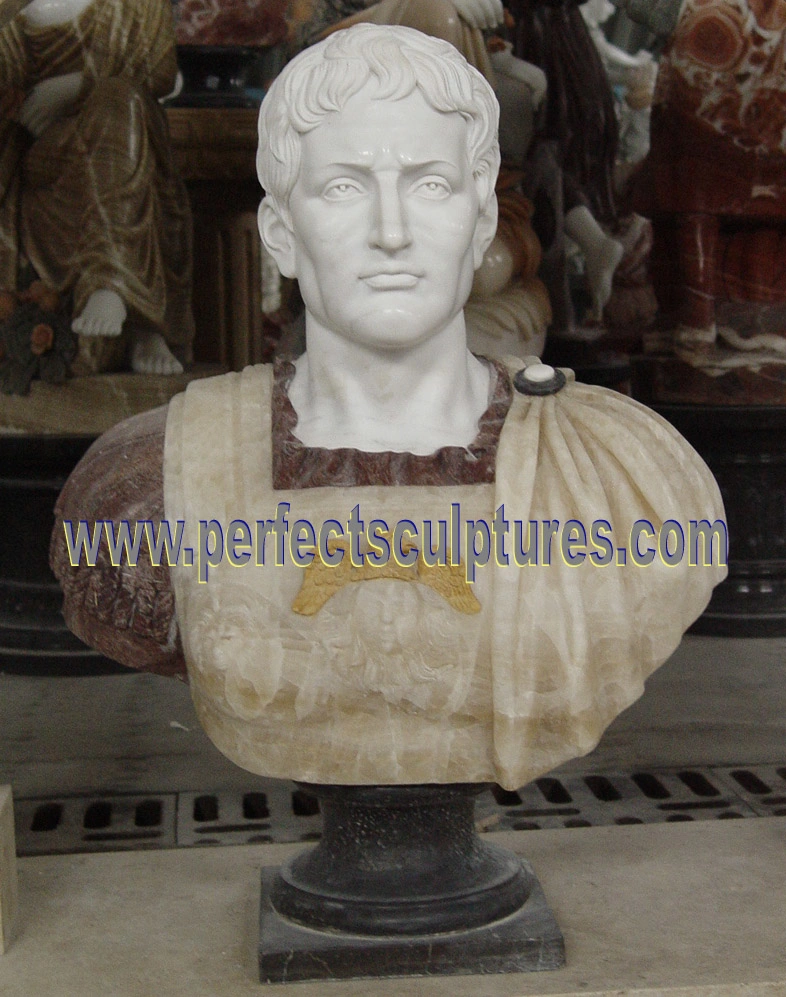 En el interior de la piedra romana tallada en mármol escultura cabeza soldado guerrero de la talla Busto estatua decorativa para el hogar (SY-S315)