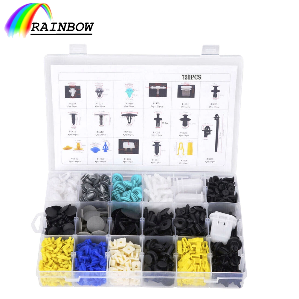 730 pcs Les clips de retenue voiture Rivets en plastique Fasteners Push Kit de retenue de tailles les plus populaires Auto Push Rivets Pin défini