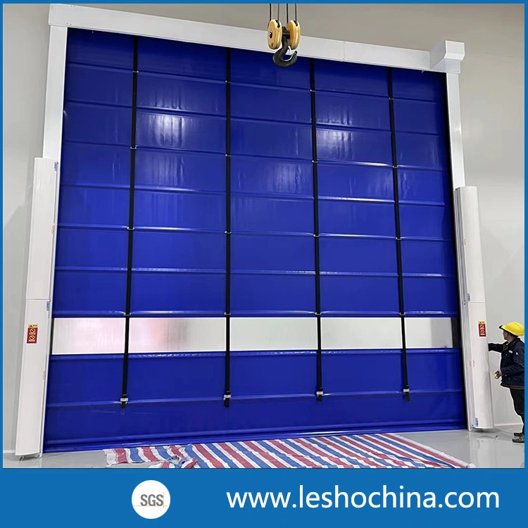 Large Size Industrial Automatic Wind Resistant PVC Fabric Rapid Roller Fast Fold up High Speed Stacking Quick Roll up Door for Warehouse