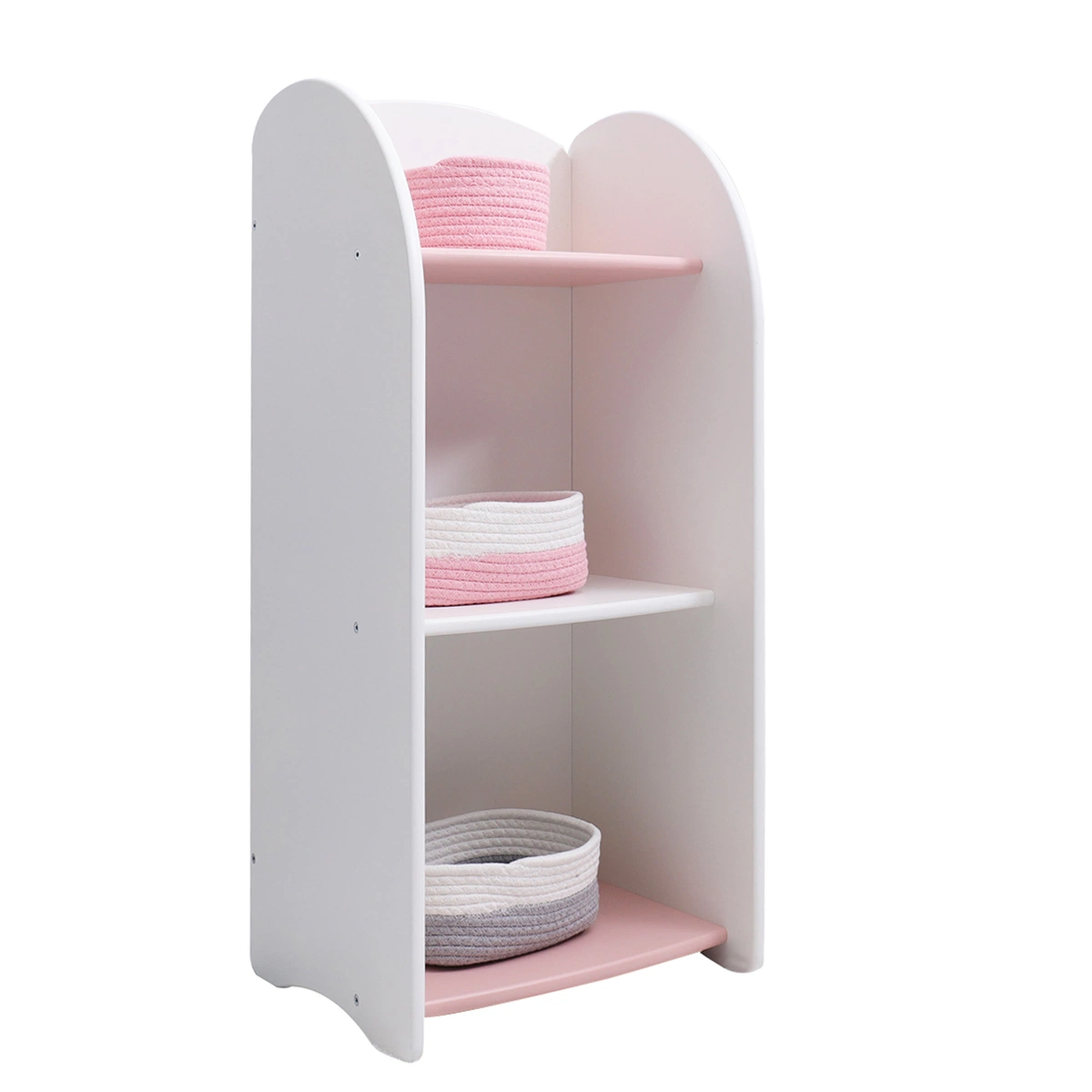 Armario de almacenamiento de 3 capas + estante moderno Rosa y Blanco E0 Grado MDF estante de libros Pre-escolar Muebles para niños pequeños