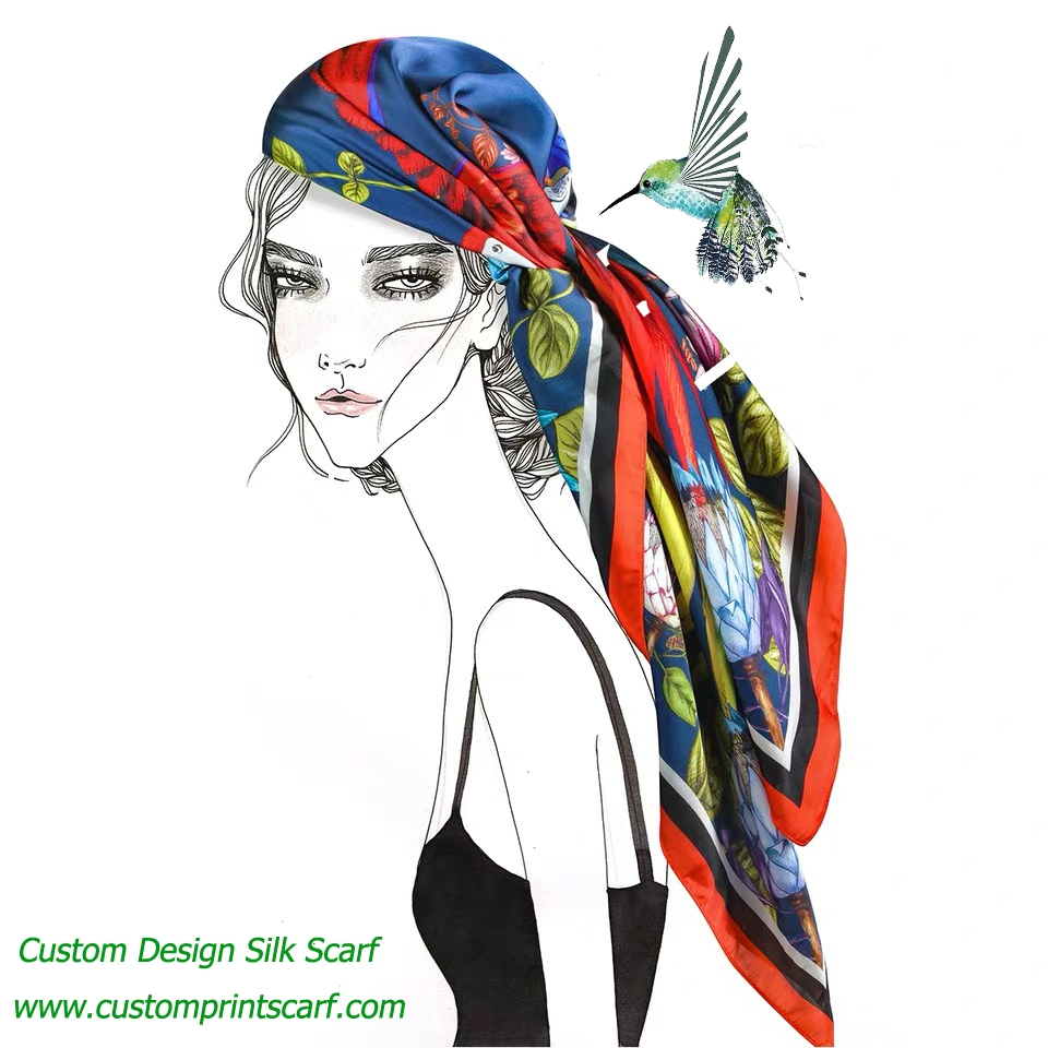 Custom Bright Color Art Style Silk Scarf