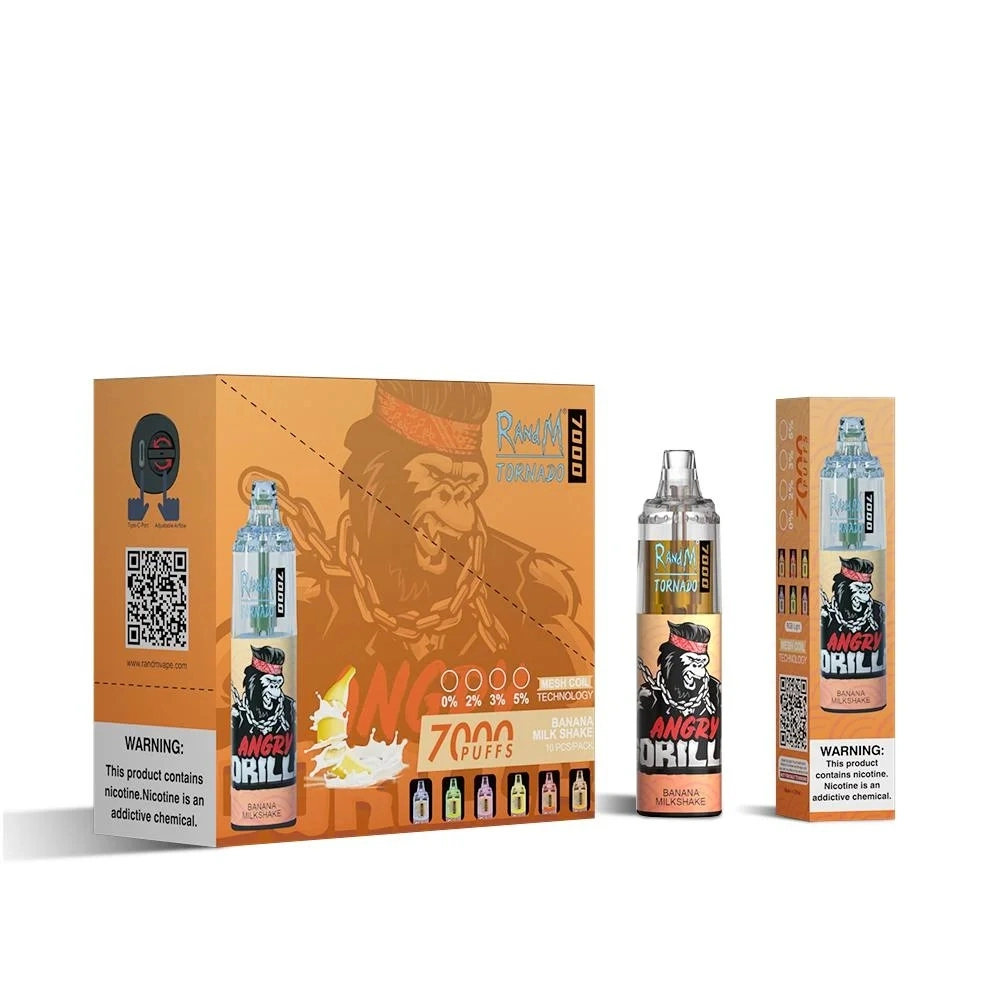 Randm Tornado 7000 Puffs NIC جهاز السجائر الإلكترونية القابل للاستخدام بطارية قوية ذات خرطوشة ممتلئة مسبقًا سعة 14 مل