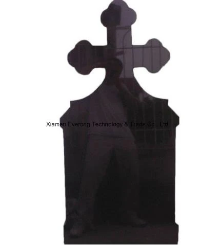 Cross Design Upright Headstone, Shanxi Black Cross Granite Tombstone From Factory Directly