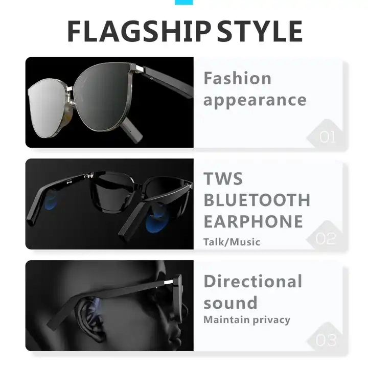 2024 Newest Fashion Sunglasses Bluetooth Glasses Calling Smart Optical Glasses with Tws Headphone