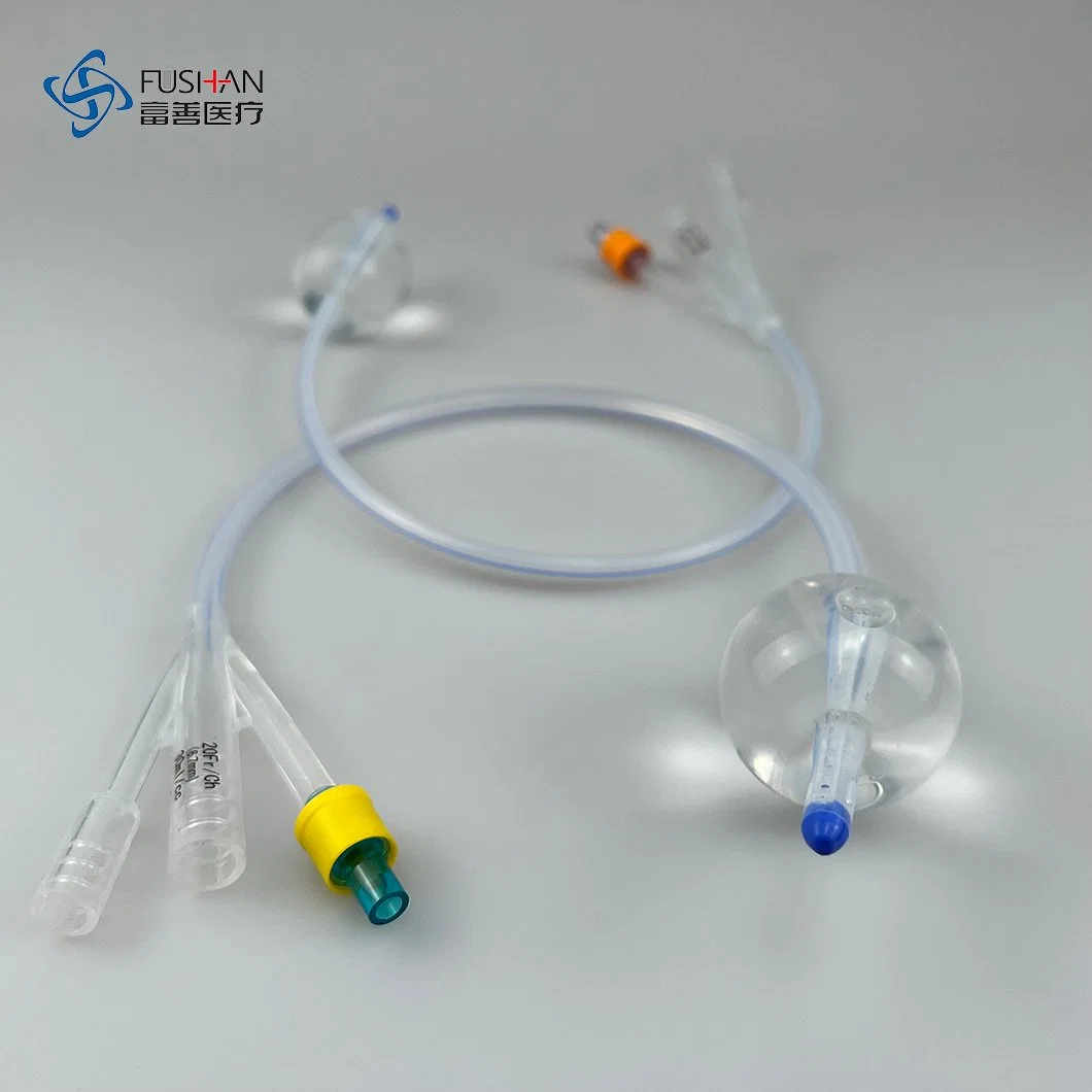 Medical Grade Silicone Balloon Catheter 3 Way Urinary Catheter for Urine Drainage with CE, ISO and FDA Certificates