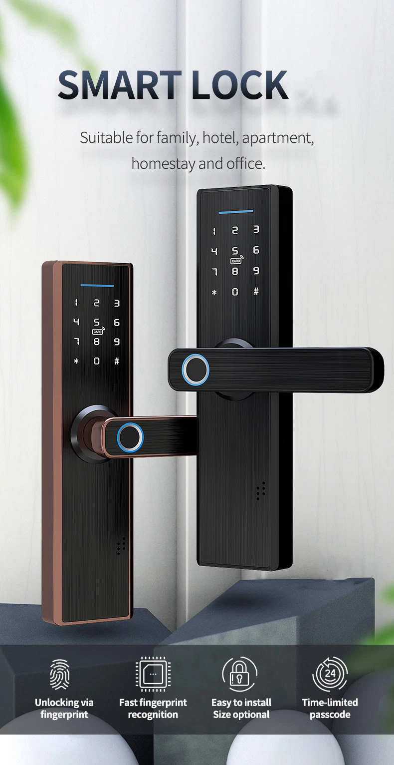 Home Security Fingerprint Smart Lock con la APLICACIÓN WiFi Tuya para Puerta de aluminio