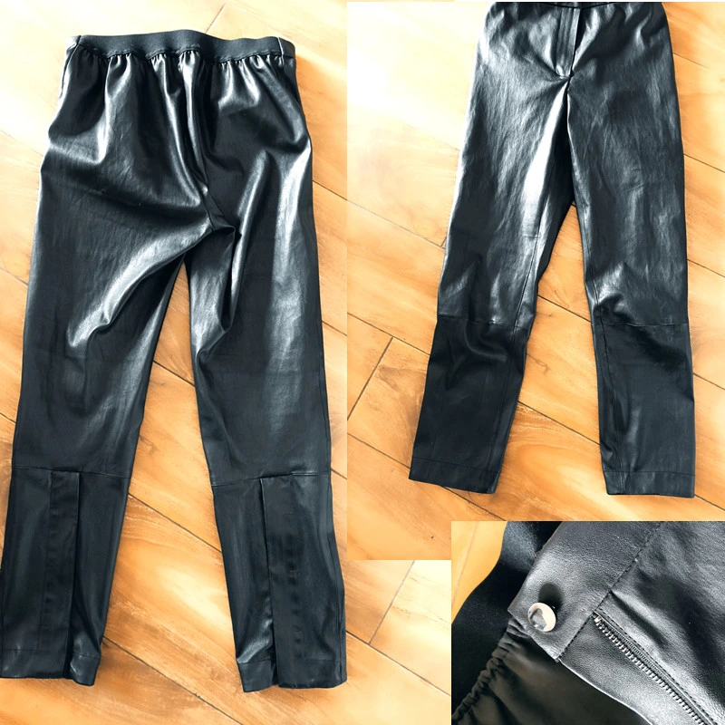 Distributeur de vêtements en cuir véritable jambe de pantalon Pantalon Legging PU desserrés