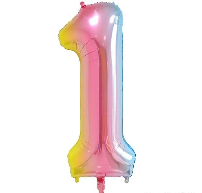 Gradient Color Birthday Party Supplies Decoration Rainbow 0-9 Number Balloons