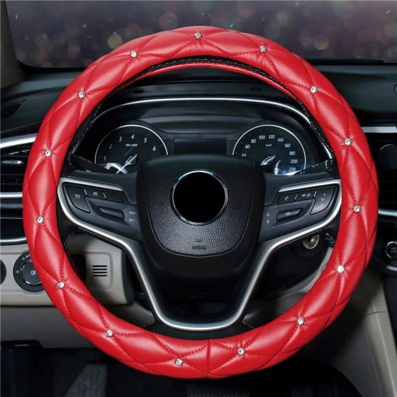 Car Steering Wheel Cover GM 38 Cm Custom Real Leather Luxury Car Steering Wheel Cover