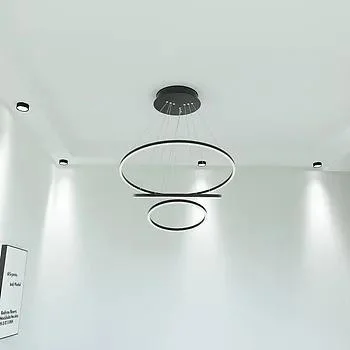 Círculo anillo Acrílico Lujo Oro simple Sala de estar Hotel LED Lámparas de araña lámpara colgante de techo