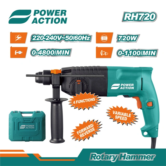 Martelo rotativo elétrico Mini 720W Professional de 3 funções, 24 mm