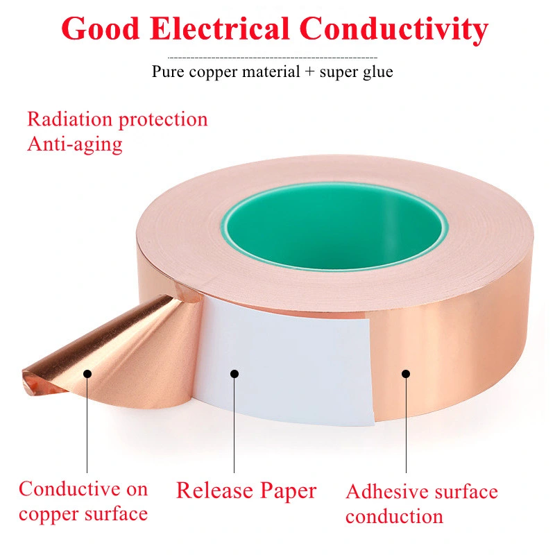 Pegamento para conductores de alta temperatura protección contra EMI Cinta de lámina de cobre