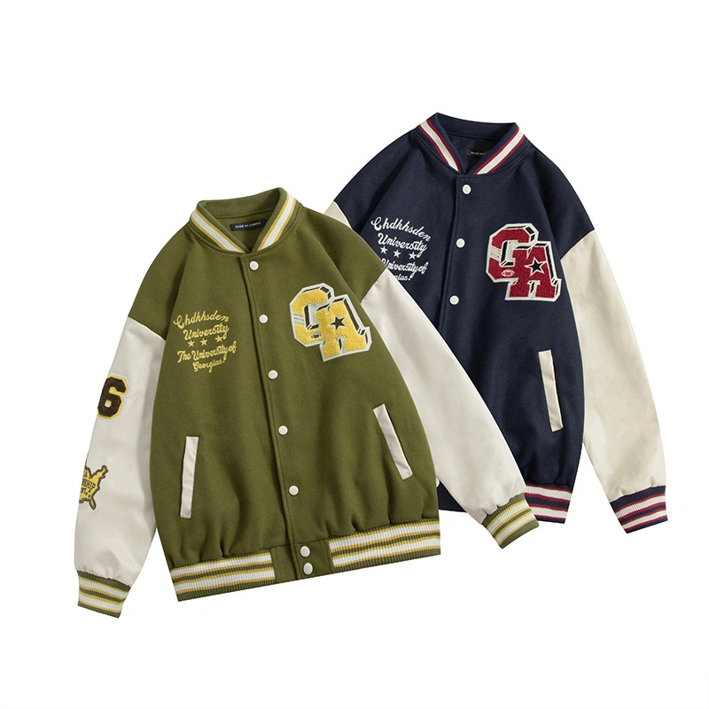 Großhandel Custom Logo Männer Baseball Varsityjackets College Coat Outdoor Stickerei Street Wear Bekleidung Bekleidung Bekleidung Damen Letterman Winterjacken