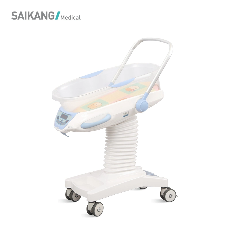 X01-4 Saikang Safe 2 Function Hydraulic Adjustable Newborn Pediatric Bed Electric Medical ICU Crib with Wheels